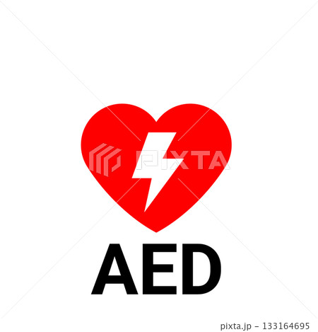 心停止時の応急処置を示すAEDアイコン	 133164695