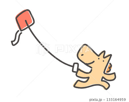 凧あげをして遊ぶ馬 正月素材 冬休み 凧あげをして遊ぶ馬 正月素材 冬休み 133164959