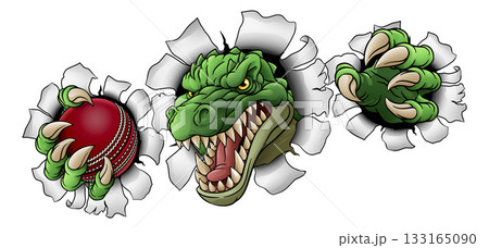 Crocodile Dinosaur Alligator Cricket Sports Mascot 133165090