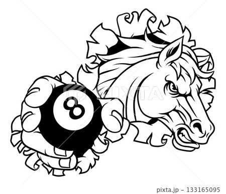 Horse Mustang Stallion Pool Billiards Sport Mascot Horse Mustang Stallion Pool Billiards Sport Mascot 133165095
