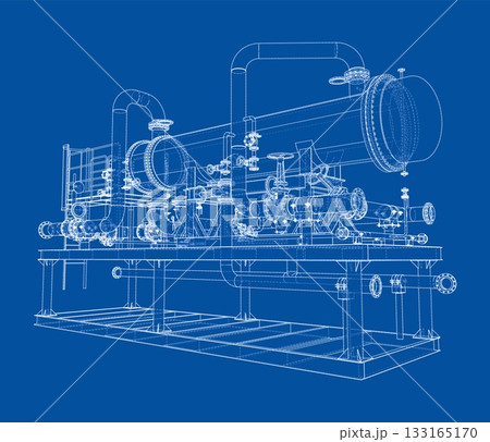 Industrial Machinery Blueprint. Vector Industrial Machinery Blueprint. Vector 133165170