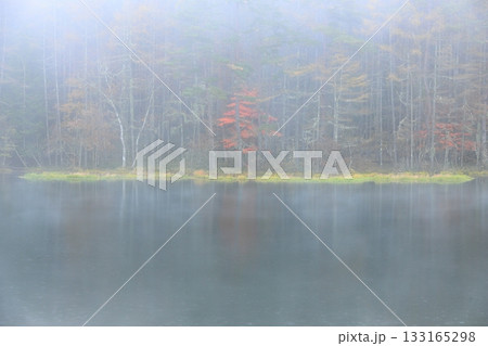 霧と雨の御射鹿池 133165298