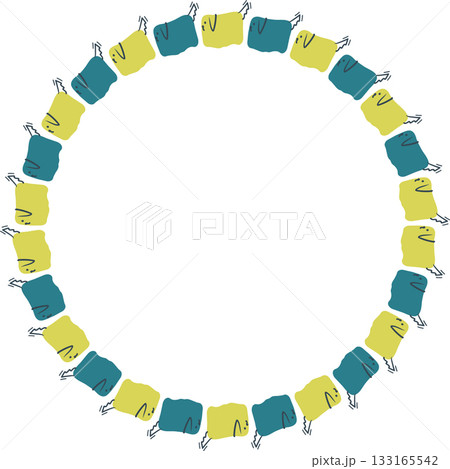 Frame of cute domestic animal. Doodle dog on white background border with empty space for your text Frame of cute domestic animal. Doodle dog on white background border with empty space for your text 133165542