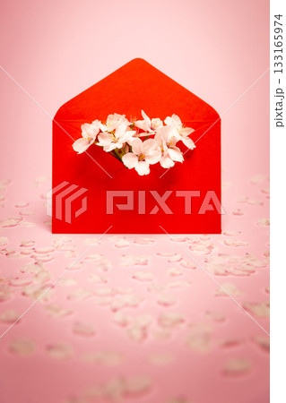 Cherry blossoms carrying the news of spring 133165974