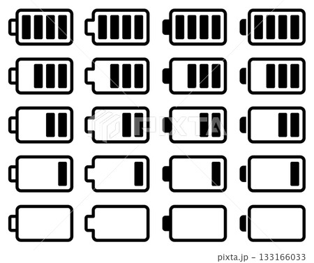 電池、充電、バッテリー残量を表すアイコンのベクターイラストセット 133166033