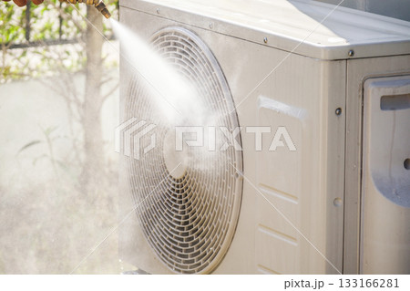 air conditioning compressor outdoor unit cleaning service with water spray air conditioning compressor outdoor unit cleaning service with water spray 133166281