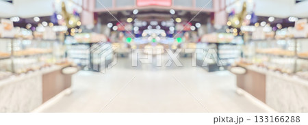 supermarket grocery store aisle and shelves blurred background 133166288