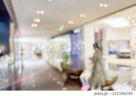 modern luxury shopping mall department store interior blur abstract background with bokeh light 133166299
