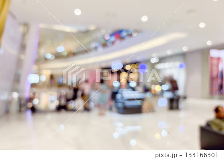 modern luxury shopping mall department store interior blur abstract background with bokeh light 133166301