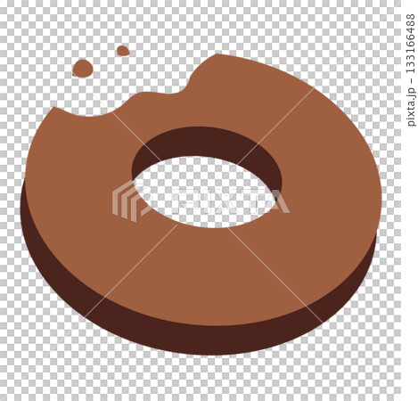 Hand-drawn illustration of a half-bitten chocolate donut Hand-drawn illustration of a half-bitten chocolate donut 133166488