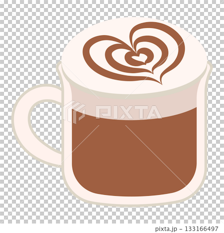 手描き風のチョコラテ（ハートのラテアート）イラスト 133166497