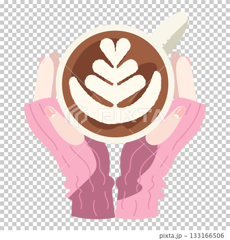 手で包み込むあたたかいラテのイラスト 手で包み込むあたたかいラテのイラスト 133166506