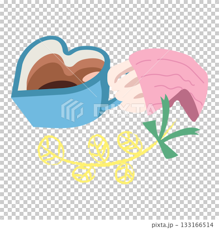 心形杯子和針織袖手套插圖 133166514