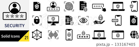 ベクターのセキュリティに関するシルエットアイコンセット 133167405
