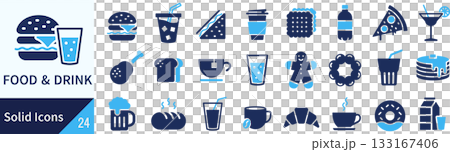 Vector food and drink silhouette icon set 133167406