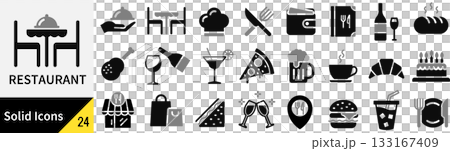 向量餐廳輪廓圖示集 133167409