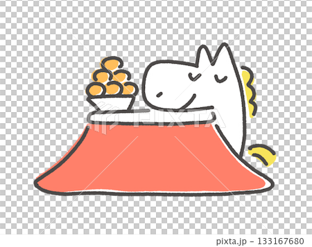 Hakuba relaxing in a kotatsu, New Year's materials, winter vacation, mandarin oranges Hakuba relaxing in a kotatsu, New Year's materials, winter vacation, mandarin oranges 133167680