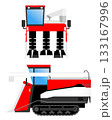 正面、横から見たコンバイン（農業機械） 133167996