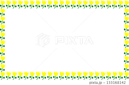 シンプルでかわいいチューリップの長方形フレーム_メッセージカード等に最適_黃 133168142