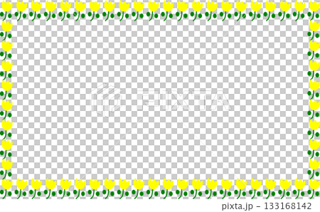 シンプルでかわいいチューリップの長方形フレーム_メッセージカード等に最適_黃 133168142