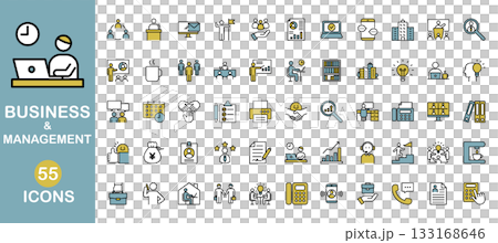 Business and Management Line Icon Set (Color) 133168646