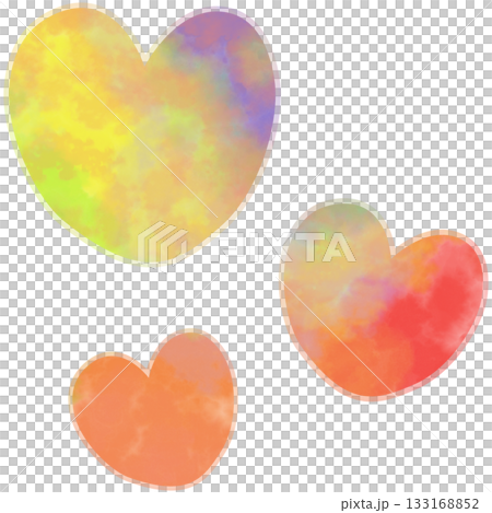 美麗的水彩心形圖示圖像的插圖 133168852