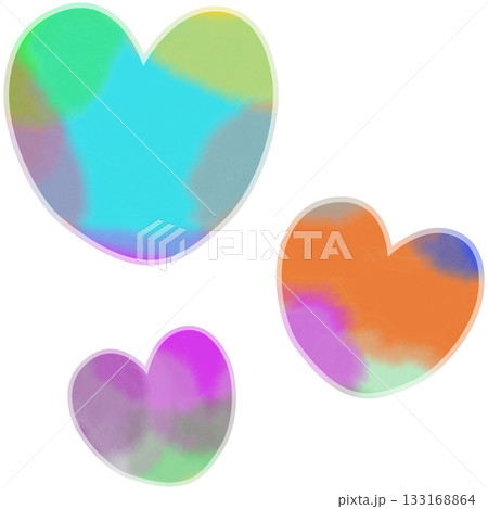 綺麗な水彩模様のハートのアイコンのイメージのイラスト 133168864