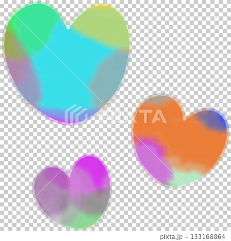 綺麗な水彩模様のハートのアイコンのイメージのイラスト 133168864