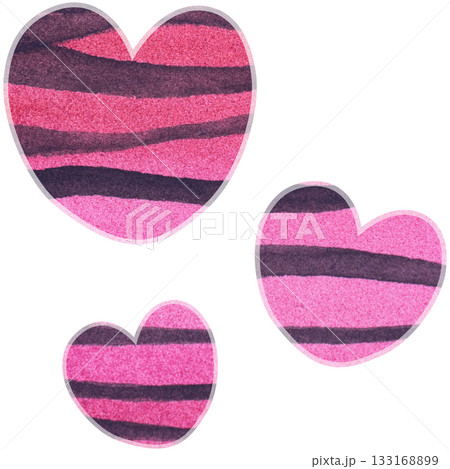 綺麗な水彩模様のハートのアイコンのイメージのイラスト 133168899