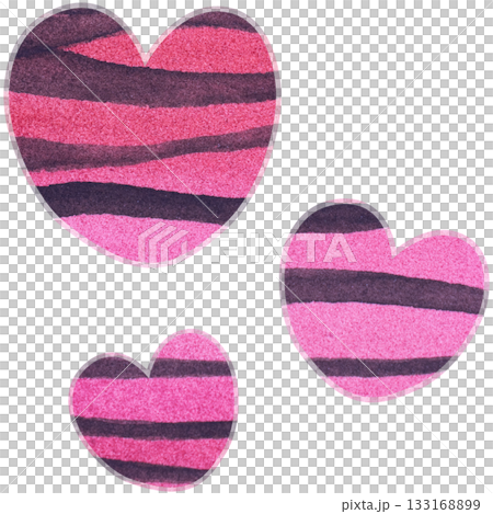綺麗な水彩模様のハートのアイコンのイメージのイラスト 133168899