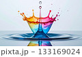 Vibrant liquid collision freezes in colorful harmony 133169024
