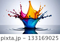 Vibrant paint explosion frozen midair 133169025