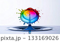 Vibrant rainbow paint droplet colliding in water 133169026