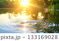 Serene water ripples shimmering under sunlight 133169028