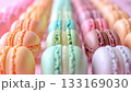 Rows of pastel macaron desserts 133169030