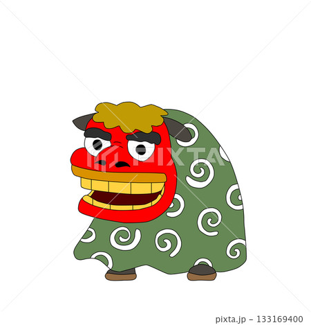 新年を祝う獅子舞キャラクターイラスト 133169400