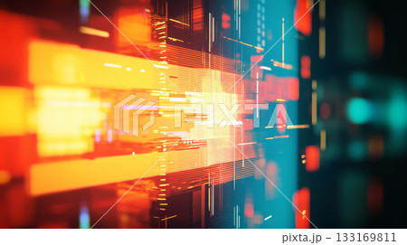 Abstract broken TV signal with glitchy transitions, scan lines 133169811