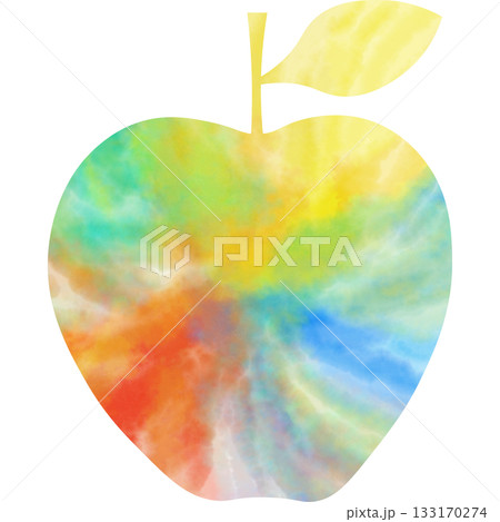 綺麗な水彩模様のリンゴのアイコンのイメージのイラスト 133170274