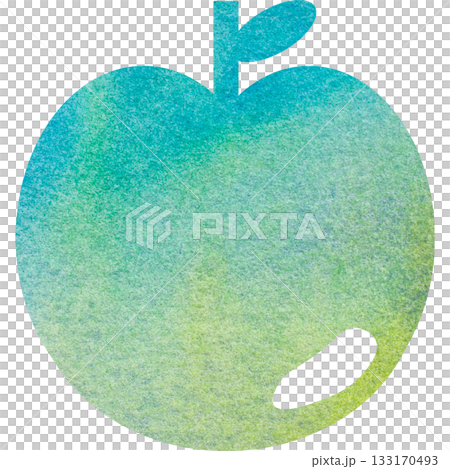 綺麗な水彩模様のリンゴのアイコンのイメージのイラスト 133170493