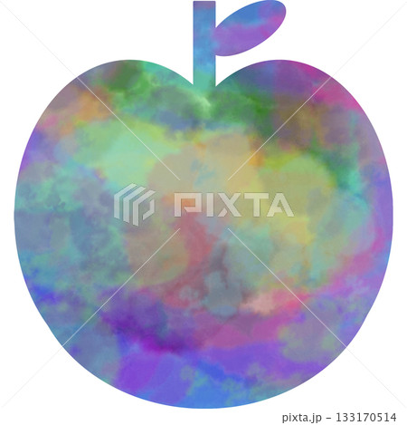 綺麗な水彩模様のリンゴのアイコンのイメージのイラスト 133170514