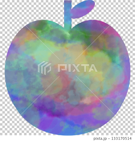 綺麗な水彩模様のリンゴのアイコンのイメージのイラスト 133170514