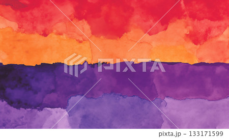 Abstract watercolor minimalist landscape in orange and purple Abstract watercolor minimalist landscape in orange and purple 133171599