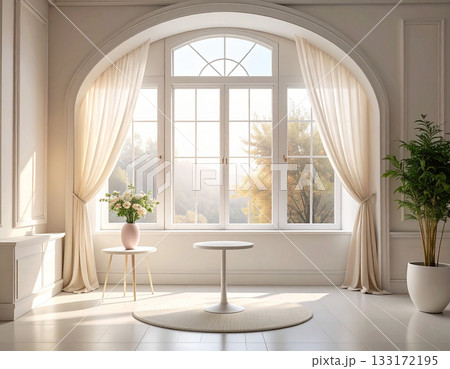 ナチュラルで上品な白壁の美容サロン・クリニック用背景素材 133172195