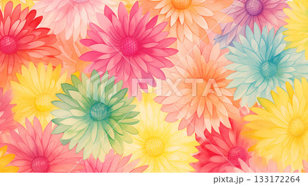 Watercolor colorful floral summer background 133172264