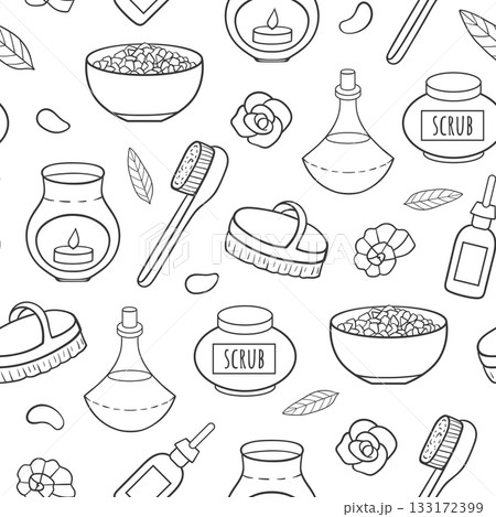 SPA and massage salon seamless pattern, relax and aromatherapy concept 133172399