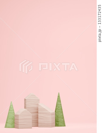 3D画像_積み木の家 133172435