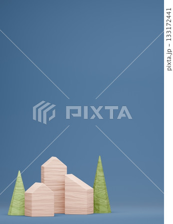 3D画像_積み木の家 133172441