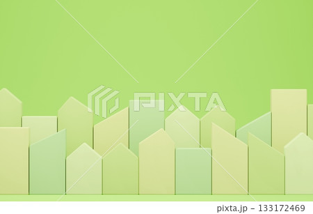 3D画像_積み木の家_黄緑 133172469