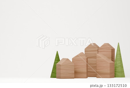 3D画像_積み木の家 133172510