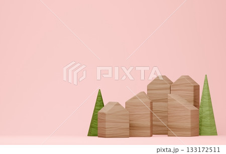 3D画像_積み木の家 133172511